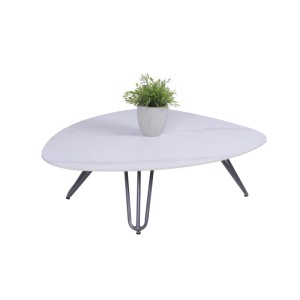 DELUKE Gartentisch KARL Aluminium Gesinterter Stein Grau 88x110x31,5cm Terrassentisch Wetterfest Outdoor Tisch