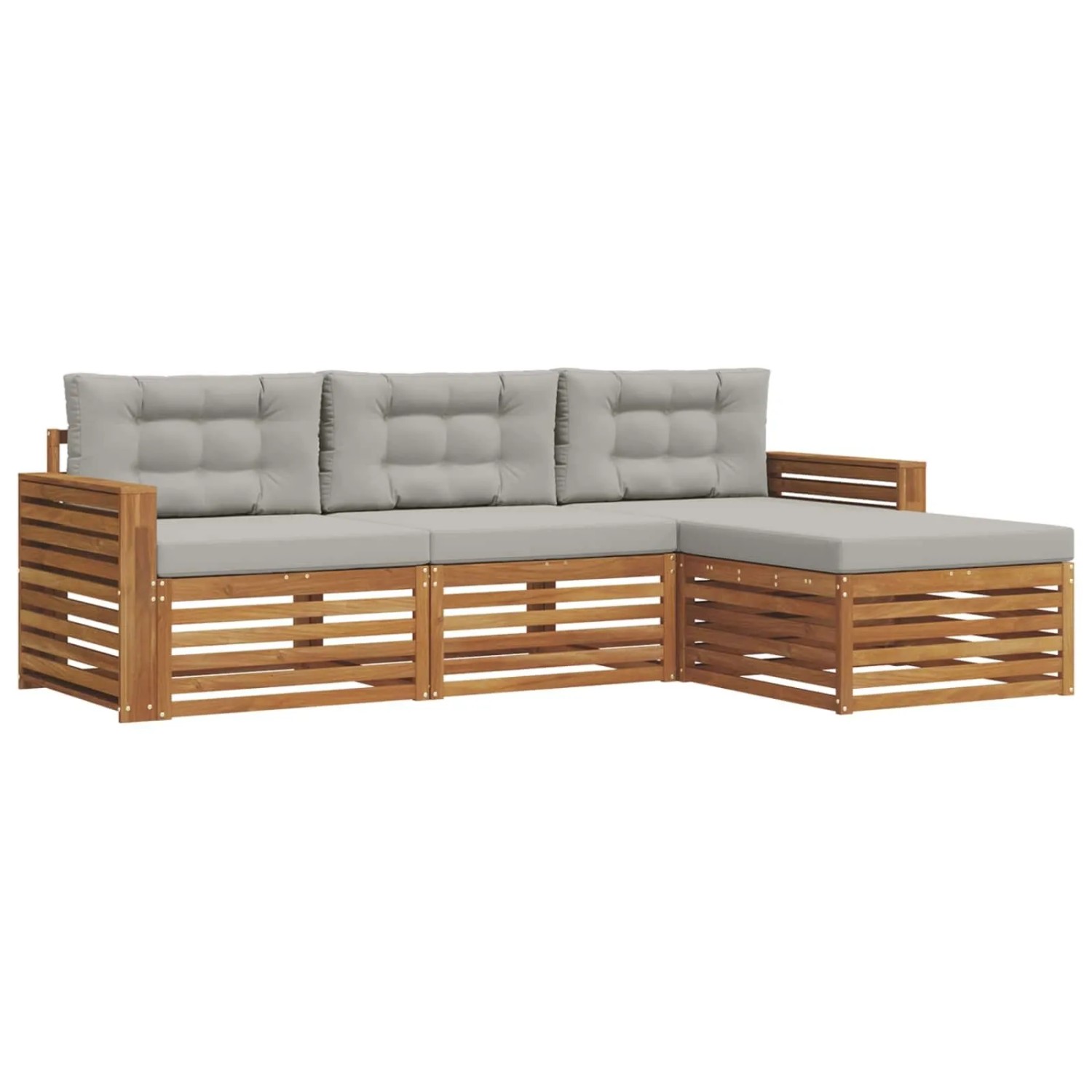 Thumbnail - vidaXL Outdoor-Sofagarnitur mit Kissen 4-Tlg Natur und Hellgrau 3373266