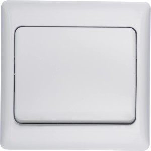 Polarweißer OBI Taster Rea mit Rahmen für die Unterputzmontage.
