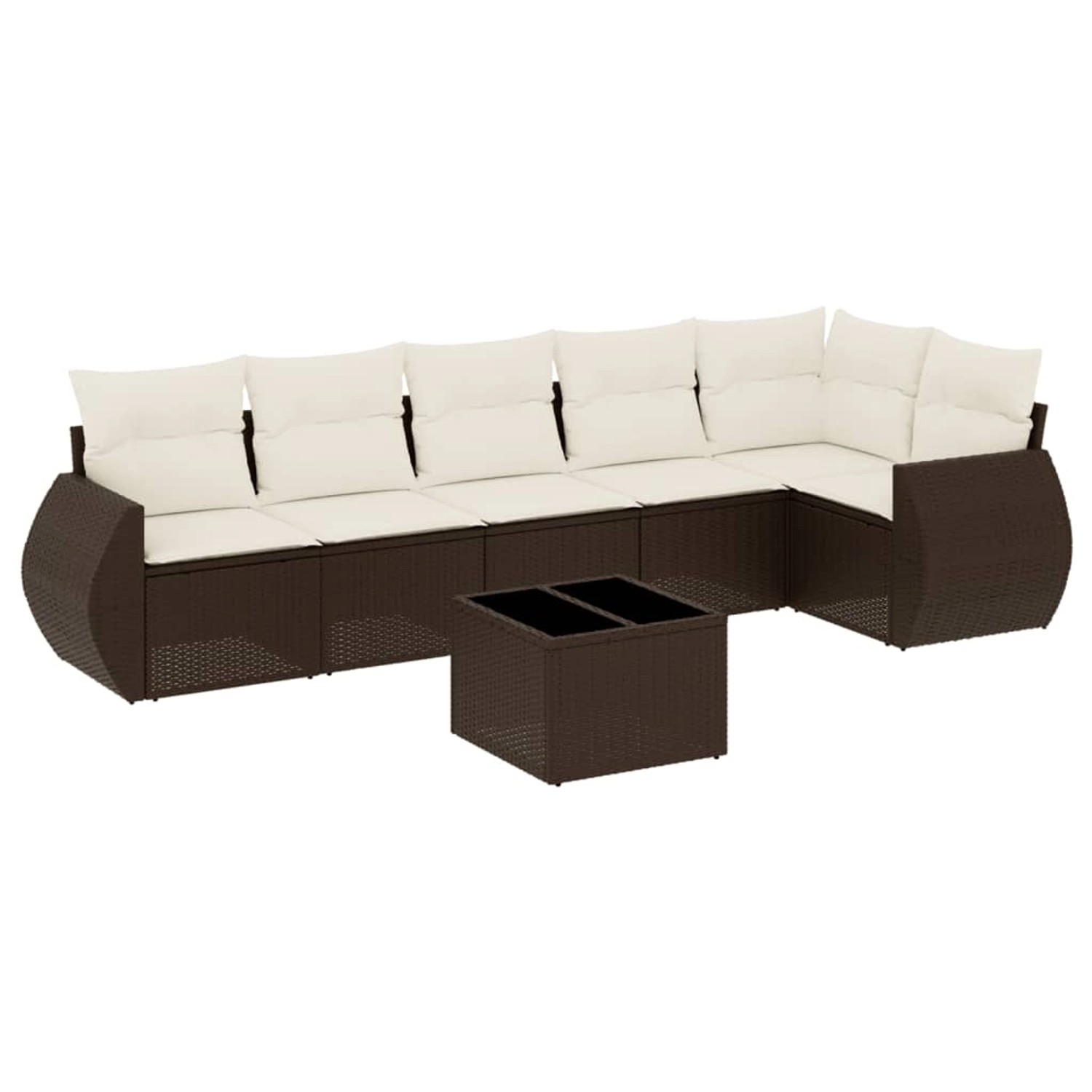 vidaXL 7-Tlg Garten-Sofagarnitur mit Kissen Braun Poly Rattan 3253740 günstig online kaufen