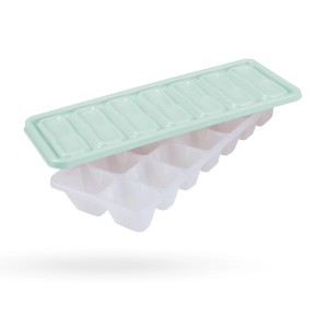 Bestgoodies Eiswürfelform, 14 Fächer, grün, mit Deckel zum Stapeln. Küchenhelfer für Eiswürfel.