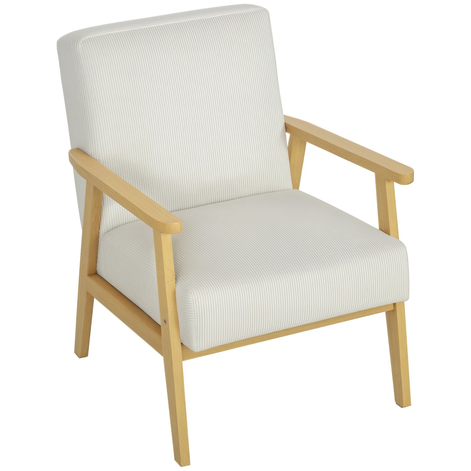 HOMCOM Sessel Polyester Gummiholz Cremeweiß 59L x 67B x 77H cm günstig online kaufen