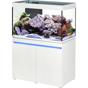 Eheim Incpiria Reef 330 Alpin Aquarium-Kombination mit Unterschrank und Meerwasseraquarium.
