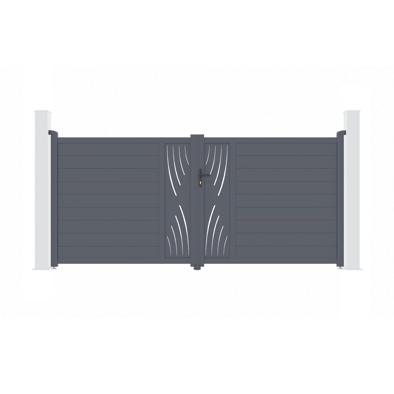 Casanoov Flügeltor 3 5M Veleta H 160Cm & 2 Pfosten H 190Cm Aluminium Grau günstig online kaufen