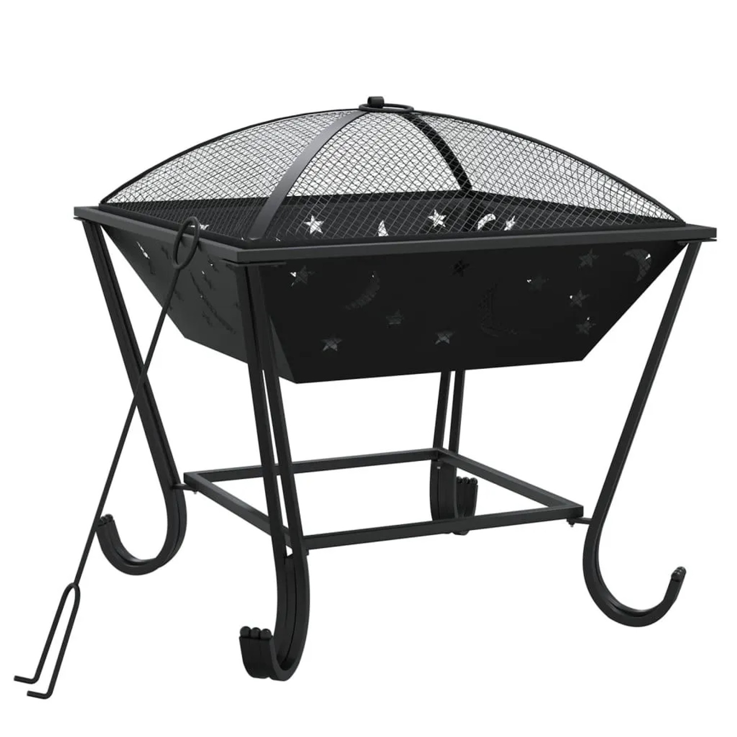 vidaXL Feuerschale mit Schürhaken 50 cm XXL Stahl Modell 2