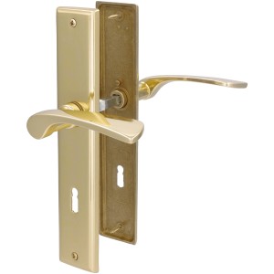 Alpertec Langschild-Garnitur Nelson, Messing poliert, für Zimmertüren.