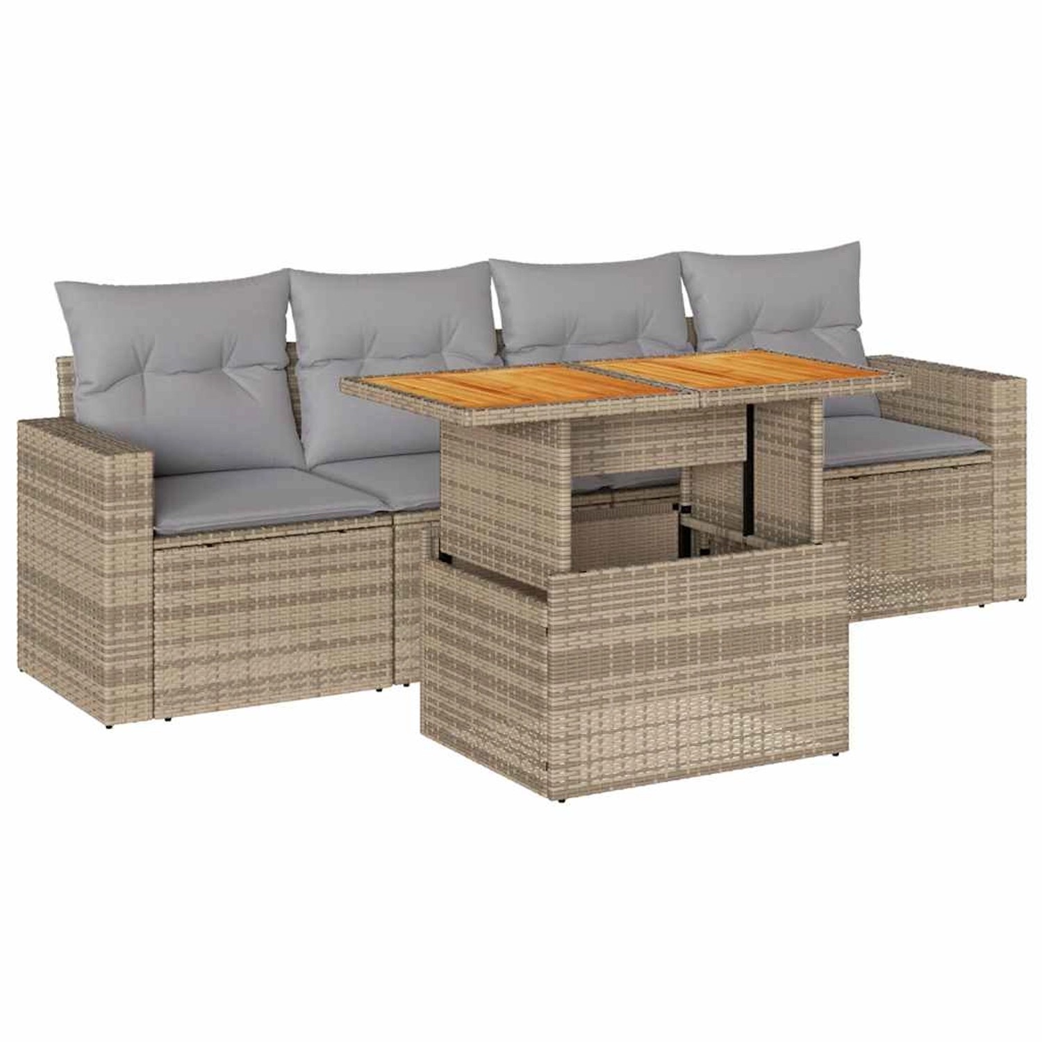 vidaXL 5-Tlg Garten-Sofagarnitur mit Kissen Beige Poly Rattan 3326985 günstig online kaufen