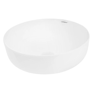 Rundes, weißes ECD Germany Handwaschbecken aus Keramik, 400x400x135 mm.
