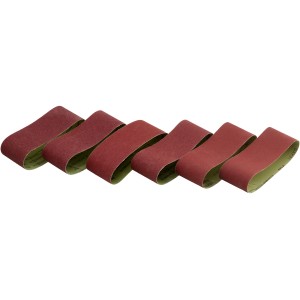 6-teiliges LUX Schleifband-Set (75x457mm) für Bandschleifer, verschiedene Körnungen für Holz und Metall.