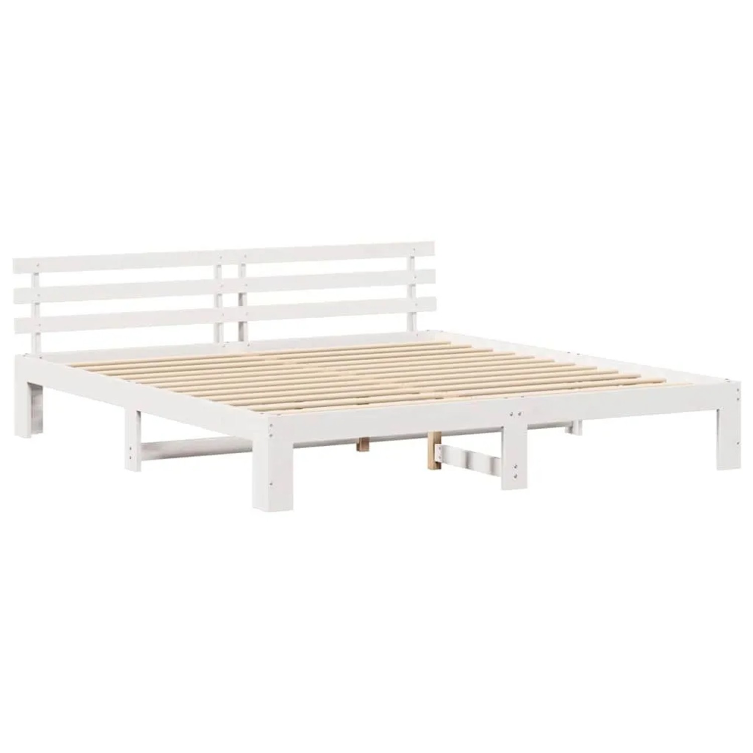 vidaXL Bettrahmen mit Kopfteil Weiß 180 x 200 cm Massives Kiefernholz 872600