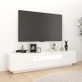 Weißer TV-Schrank mit LED-Beleuchtung, 180 cm breit.