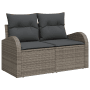 Graues 9-teiliges vidaXL Garten-Sofa-Set aus Poly Rattan mit Kissen.