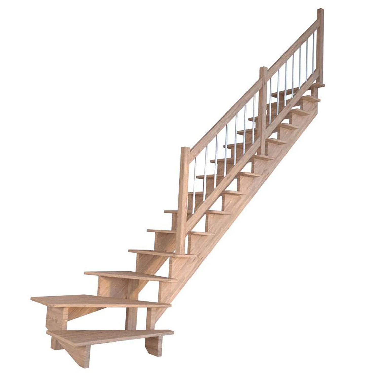 Treppe Lindos Pro Eiche Gew. R 100 cm Holz-Edelstahl-Geländer FSC® günstig online kaufen