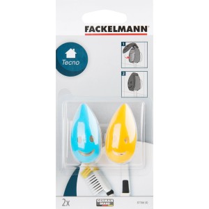 Fackelmann Zahnbürstenhalter, 2er-Set, weiß-gelb. Zahnputzbecher mit Saugnapf.