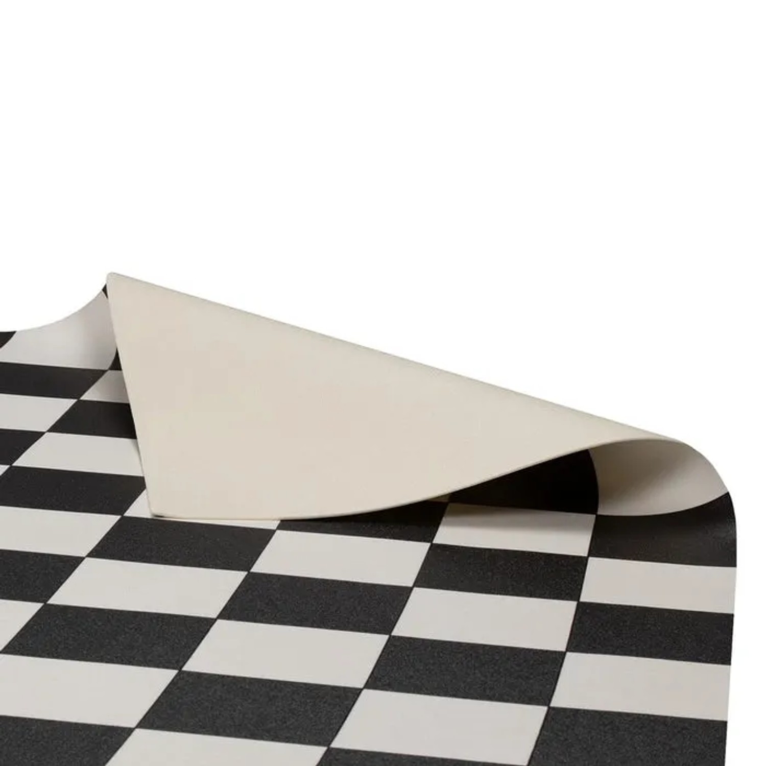 Karat CV Bodenbelag Atlantic Damier, PVC Boden in Fliesenoptik, schwarz-weiß kariert.