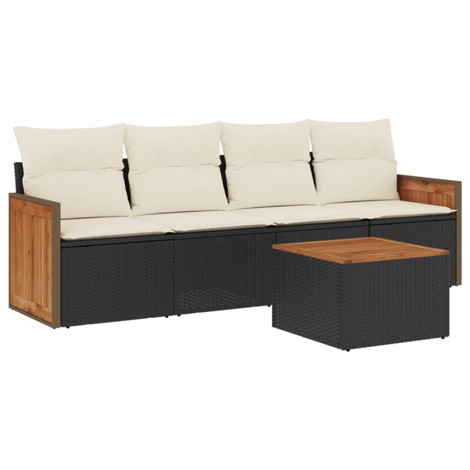vidaXL 5-Tlg Garten-Sofagarnitur mit Kissen Schwarz Poly Rattan 3227456 günstig online kaufen