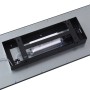 Rückseite der schwarzen Lindby LED Deckenleuchte Enhife. Sichtbar sind LED-Treiber, Verkabelung und Montagehalterung. Für Arbeitszimmer.