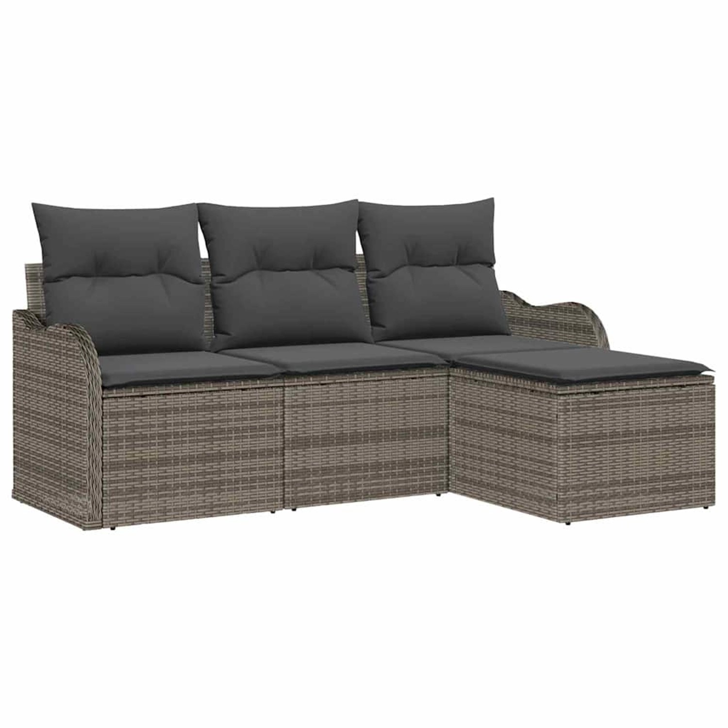 vidaXL Garten-Sofa-Set mit Kissen 4-Tlg Grau Poly Rattan 3345649 günstig online kaufen