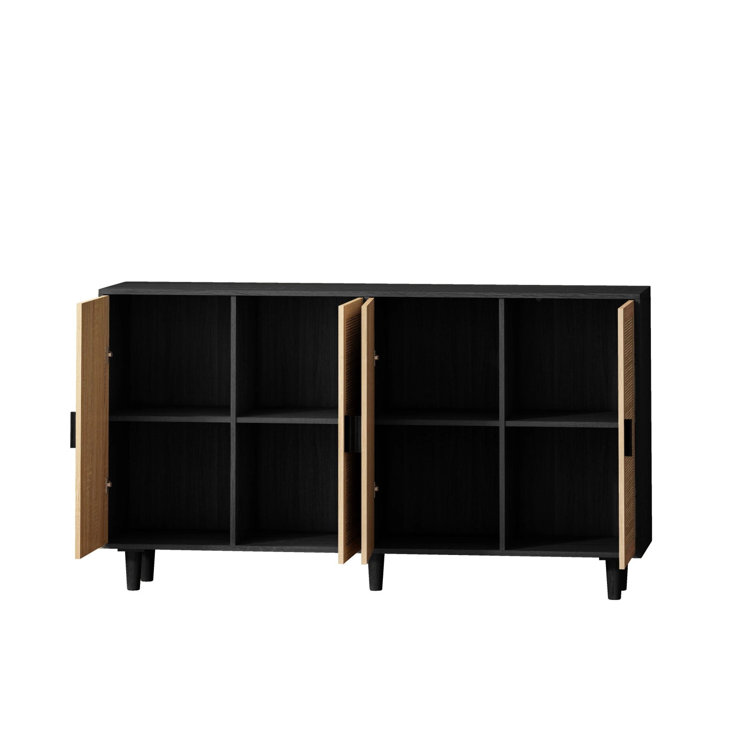 okwish Schrank mit Rattan Türen Wohnzimmer 158x40x88cm Natur