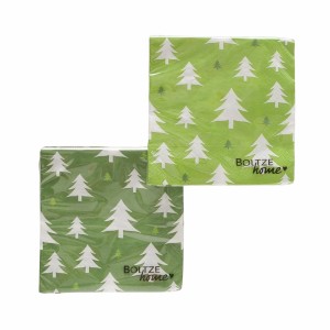 Boltze Servietten Tilio, 20 Stk., grün-weiß mit Weihnachtsbaum Muster.