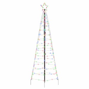Mehrfarbiger LED Weihnachtsbaum (250cm) mit Erdspießen für Innen- und Außenbereich.