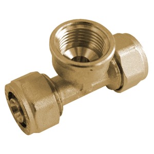 Kirchhoff T-Stück 16 mm Klemmfitting mit 3/4 Zoll Innengewinde, blank für MSVR-Rohr.