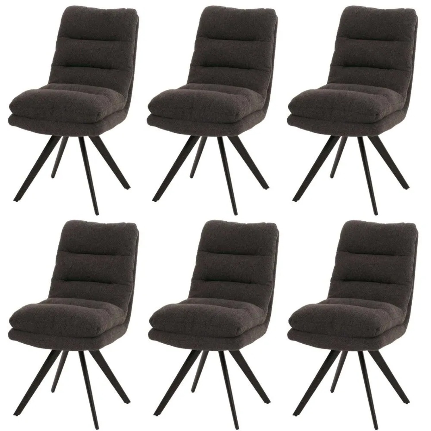 MCW Esszimmerstuhl G66 Boucle 6er-Set Dunkelgrau