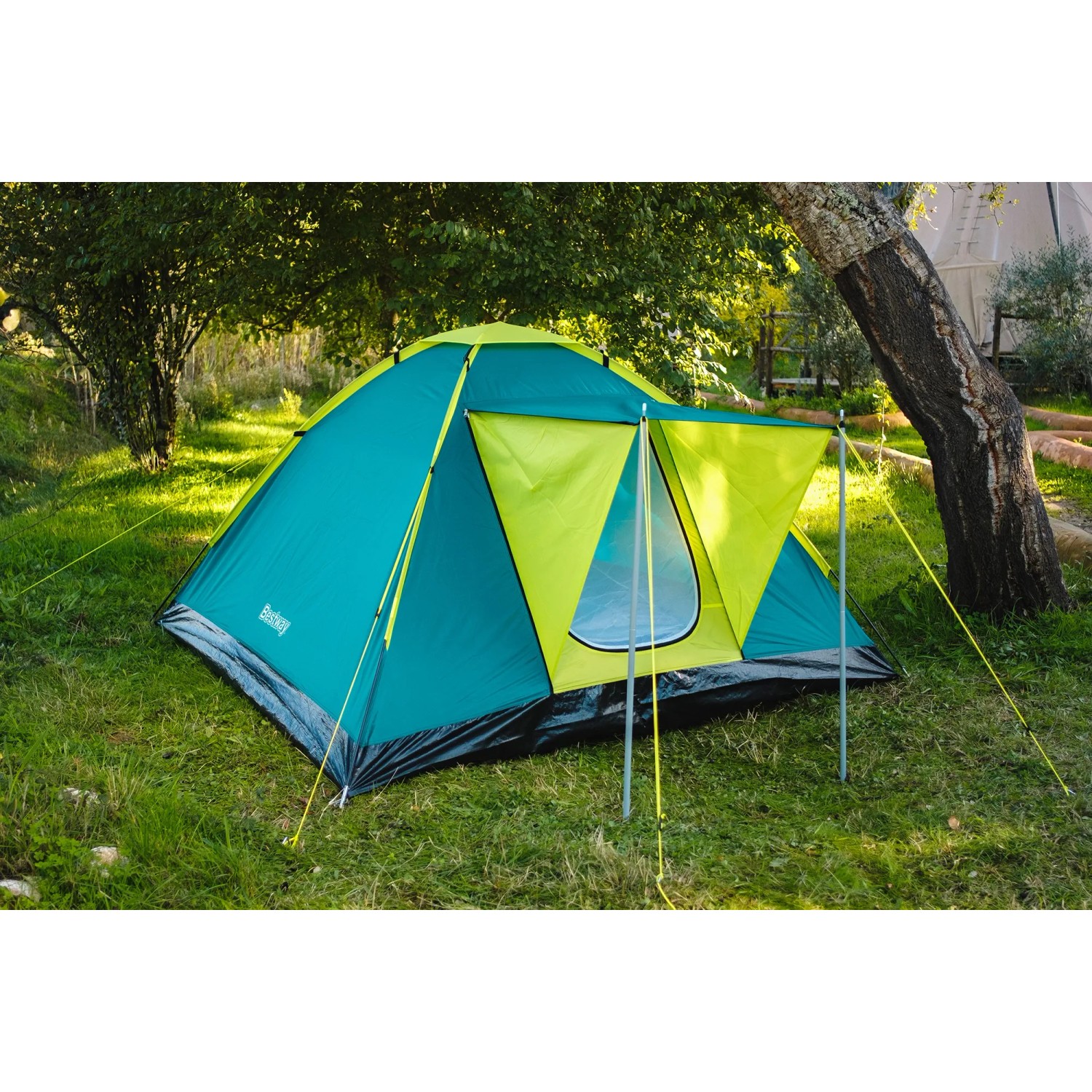 Bestway® Cool Ground 3 Zelt für 3 Personen, blau-grün mit Vordach. Camping & Outdoor Zubehör.