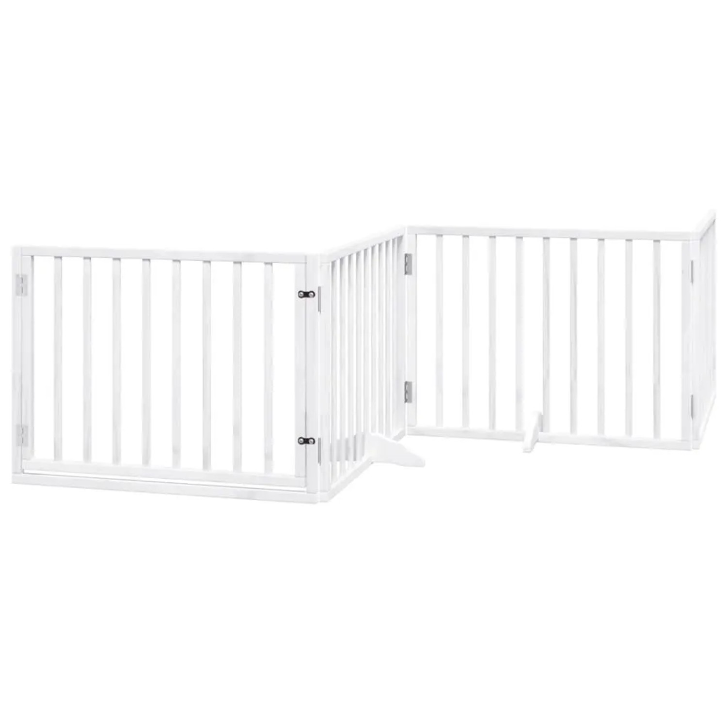 vidaXL 4 Tlg Hundetor mit Tür Faltbar Weiß 320 cm Pappelholz 352185