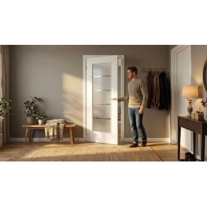 Doorlegro Glasscheibe Lichtausschnitt Lines 535 mm x 1.420 mm ESG 4 mm