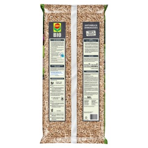 Sack Compo Bio Gartenmulch mit Sonnenschutz, 50 l, aus Miscanthus.
