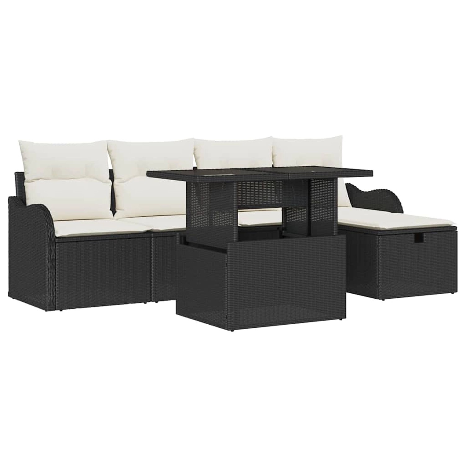 vidaXL Garten-Sofa-Set mit Kissen 6-Tlg Schwarz Poly Rattan 3359704 günstig online kaufen