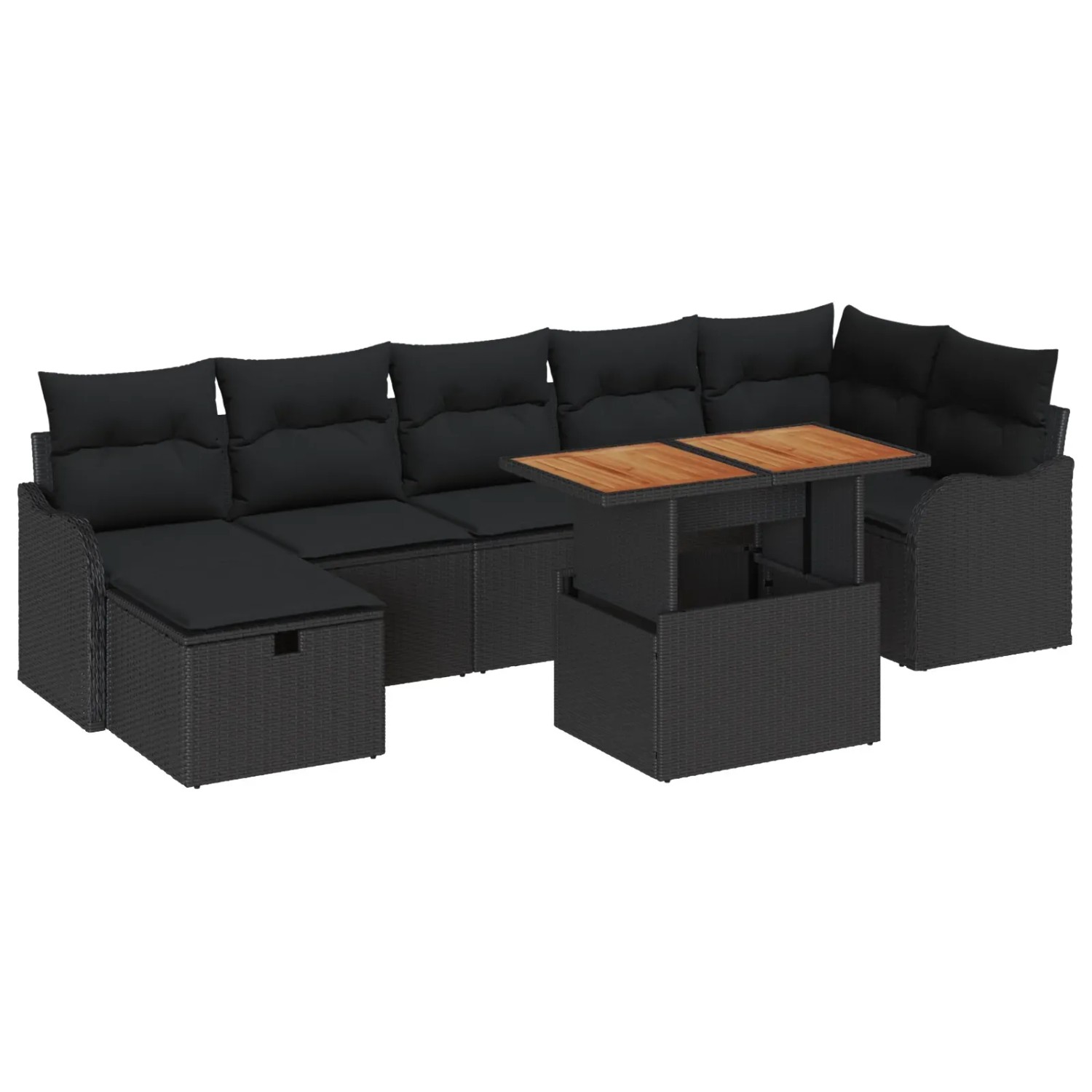 vidaXL Garten-Sofa-Set mit Speicher 8-Tlg Schwarz Poly Rattan 3361282 günstig online kaufen