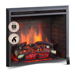 Schwarzer BALDERIA Elektrokamin CA-26 mit 3D-Flammeneffekt und Heizung.