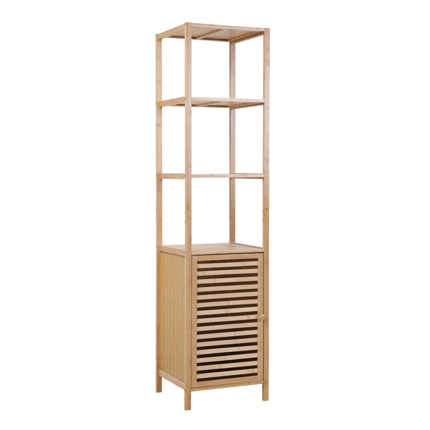 Svita Badregal L Mit Tür Hoher Badezimmerschrank Regale Freistehend Natur B günstig online kaufen