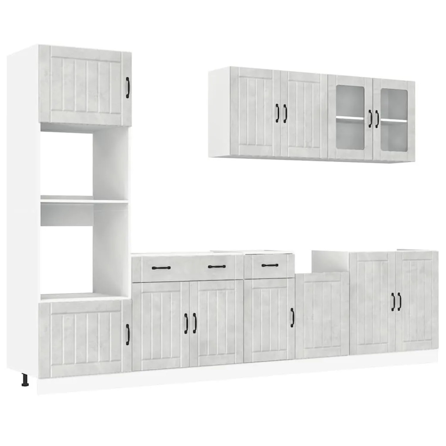 vidaXL 7 Tlg Küchenschrank-Set Lucca Betongrau Holzwerkstoff 3314745