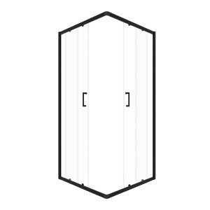 Eck-Duschkabine baliv DUK-90.41E, 90x90 cm, mit Schiebetüren und schwarzem Rahmen.