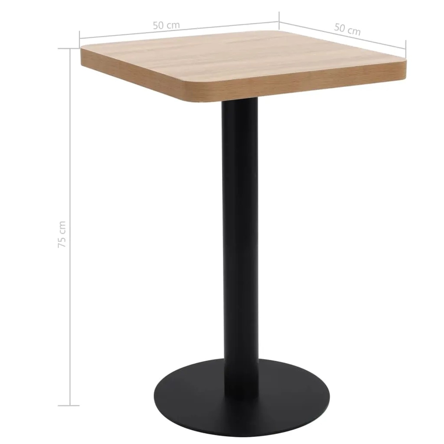 vidaXL Bistrotisch 50 x 50 cm MDF Hellbraun Schwarz kaufen bei OBI