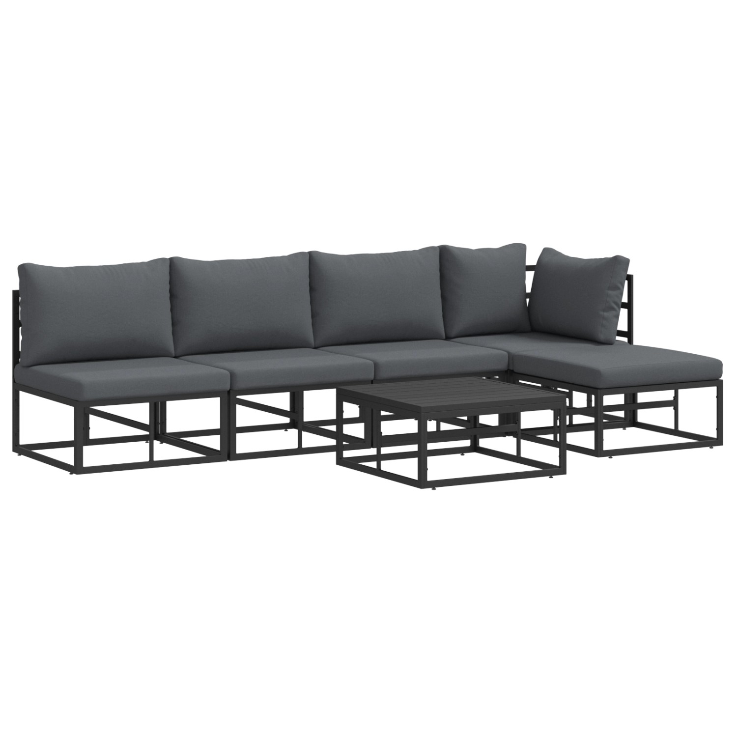vidaXL Garten-Sofa-Set mit Kissen 6-Tlg Schwarz Aluminium 3378859 günstig online kaufen