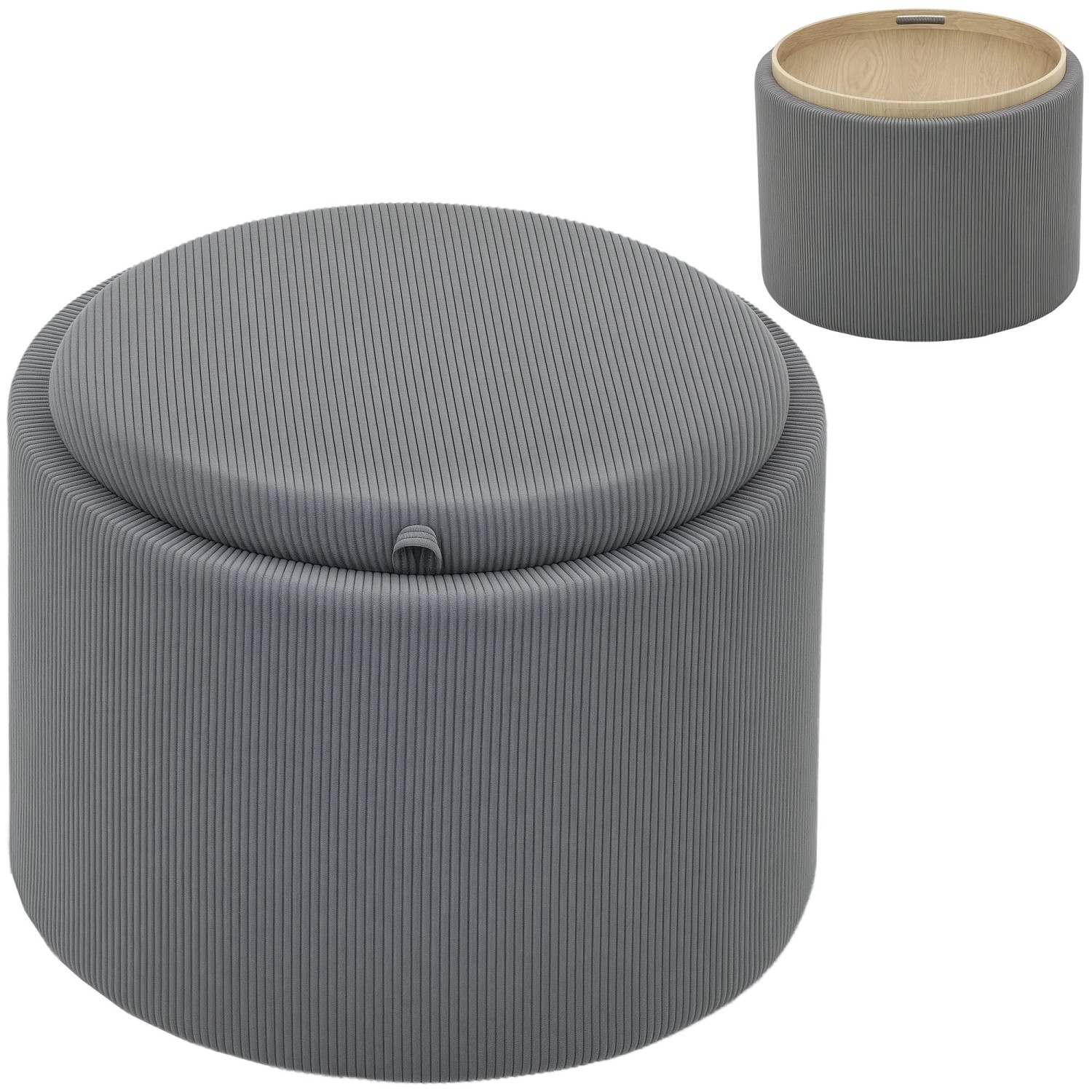 HOMCOM Sitzhocker mit Stauraum Hocker Polyester 56 x 56 x 42 cm Grau