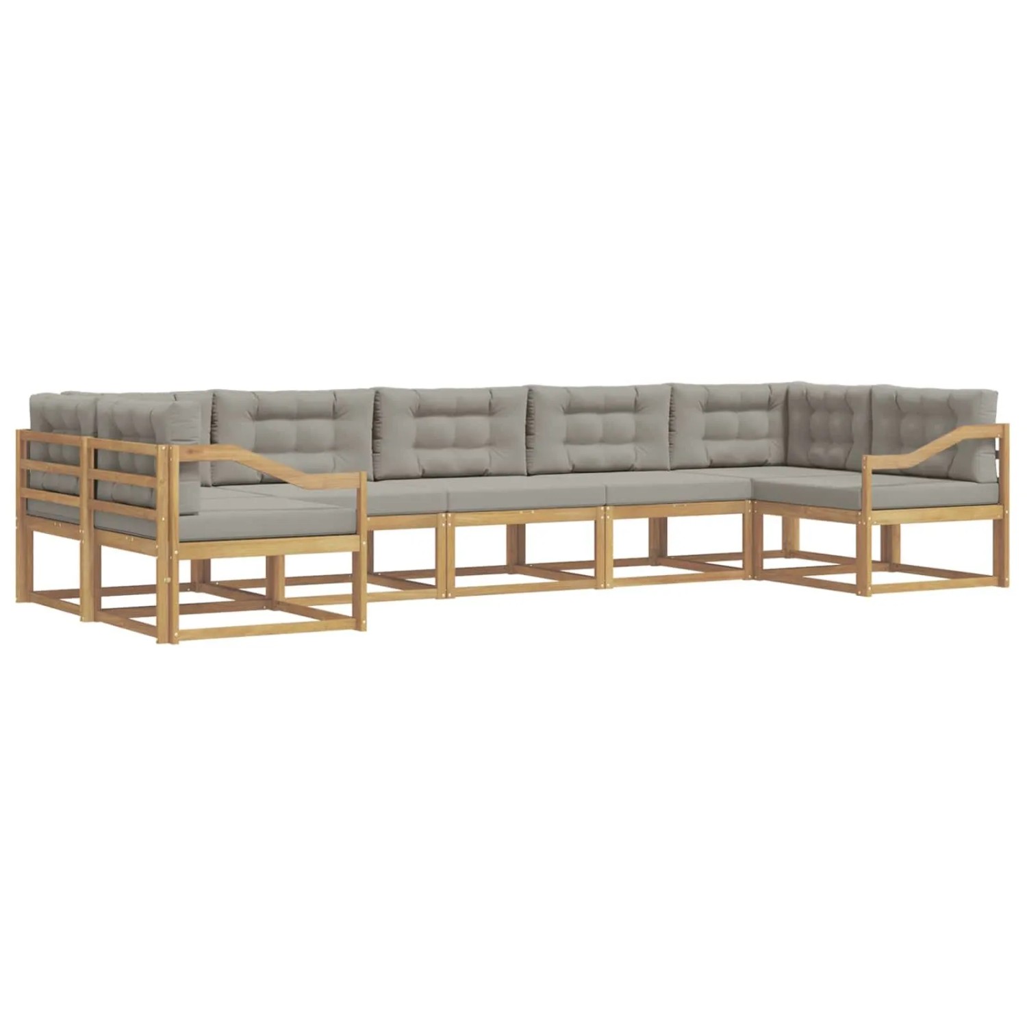vidaXL Outdoor-Sofagarnitur mit Kissen 7 Stk Weiß und Hellgrau 3386985