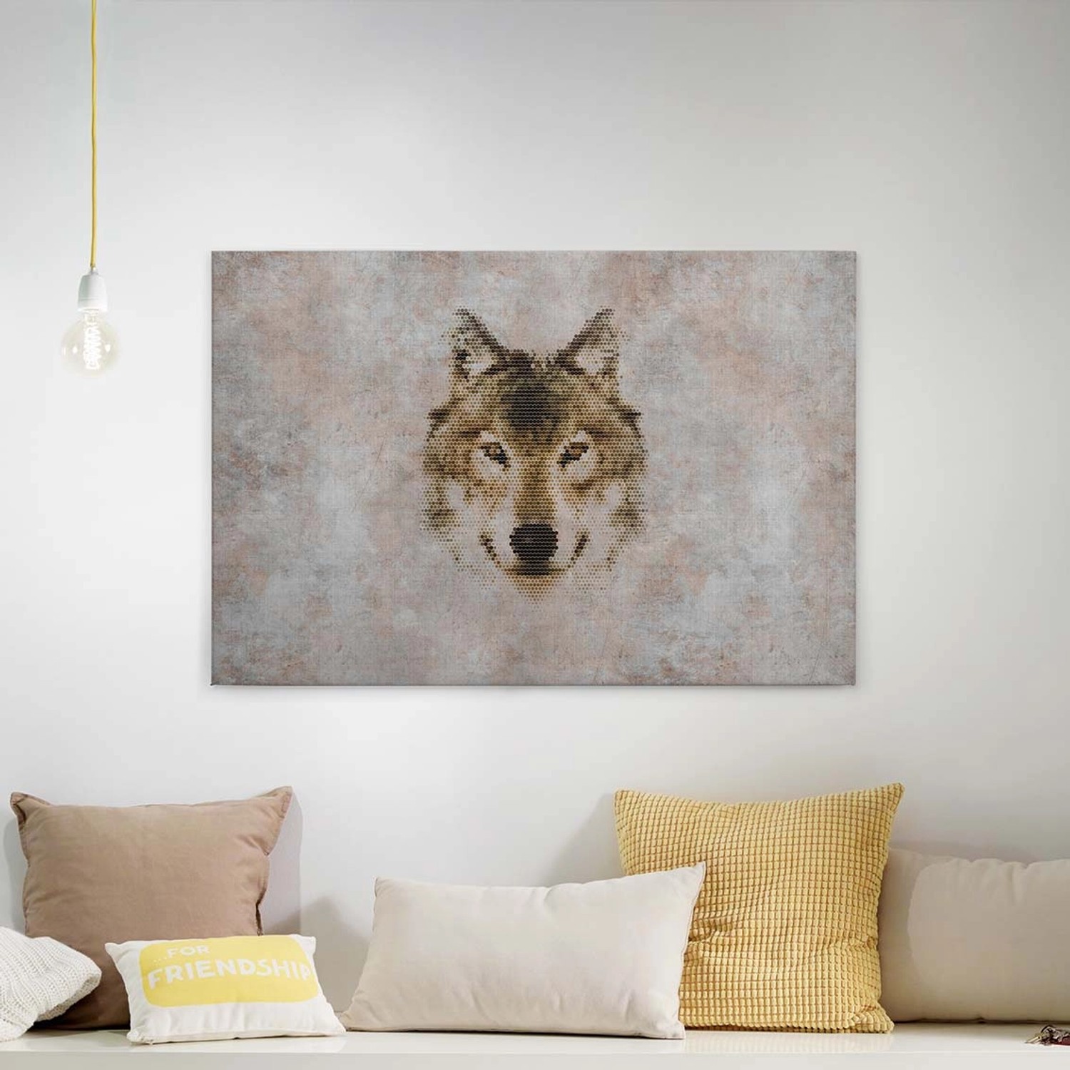 Bricoflor Wolf Bild Auf Leinwand In Betonoptik Grafik Leinwand Bild Mit Tier Motiv In Grau Ideal Für Wohnzimmer Und Schl