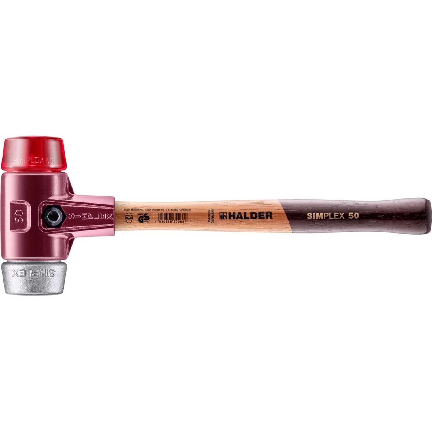 Halder Simplex Schonhammer Ø 50 mm Plastik Rot   Weichmetall mit Temperguss günstig online kaufen