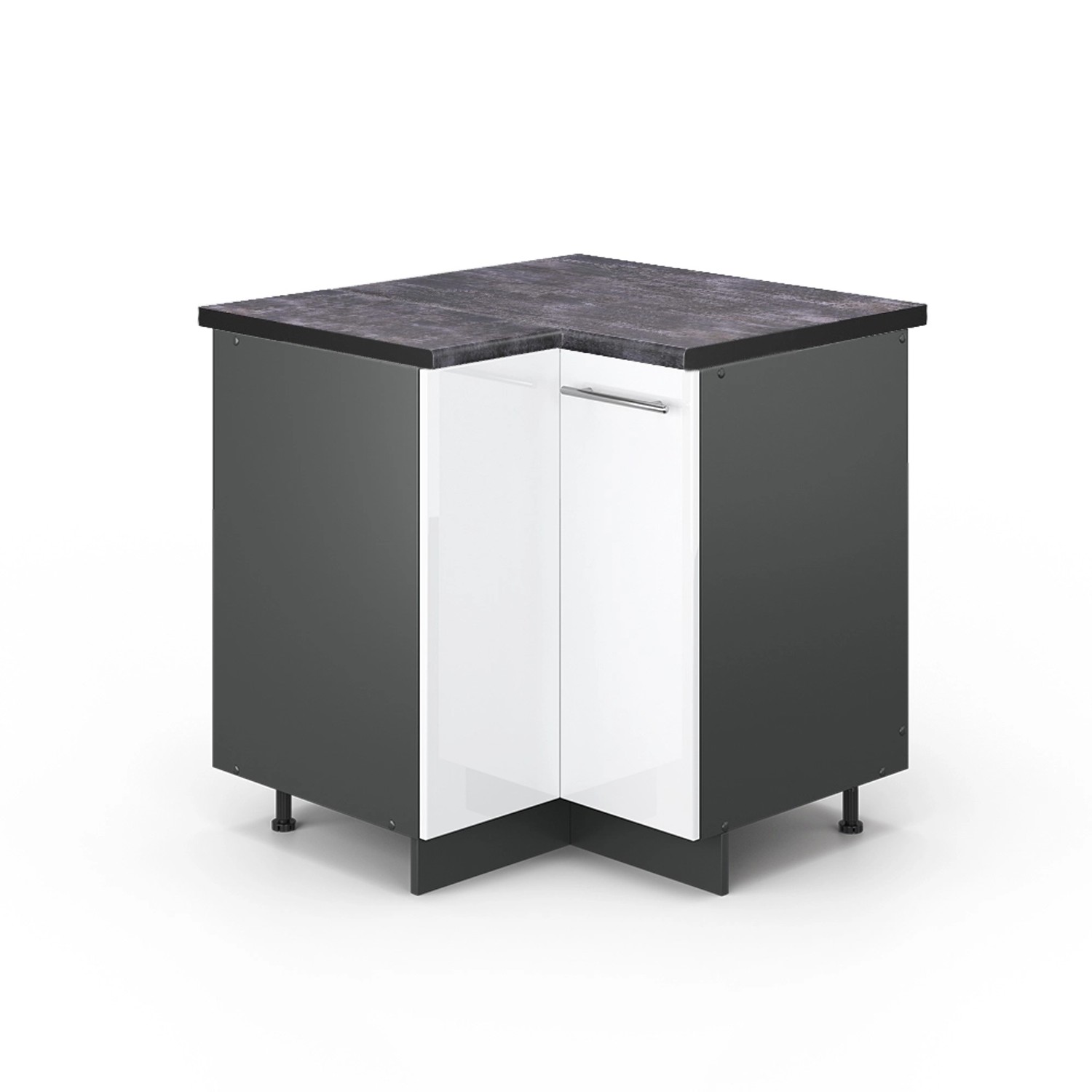 Vicco Eckunterschrank Fame-Line Weiß Hochglanz/Anthrazit 81 cm AP Anthrazit günstig online kaufen