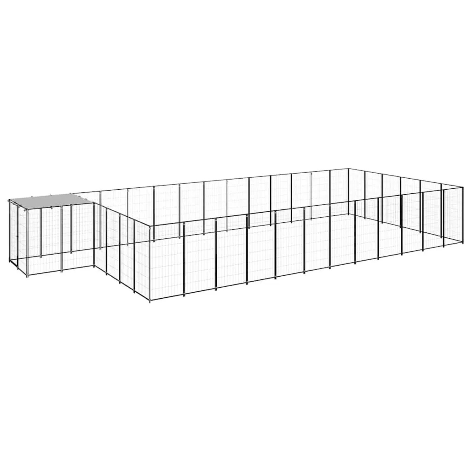 vidaXL Hundezwinger Schwarz 26,62 m² Stahl 3082217