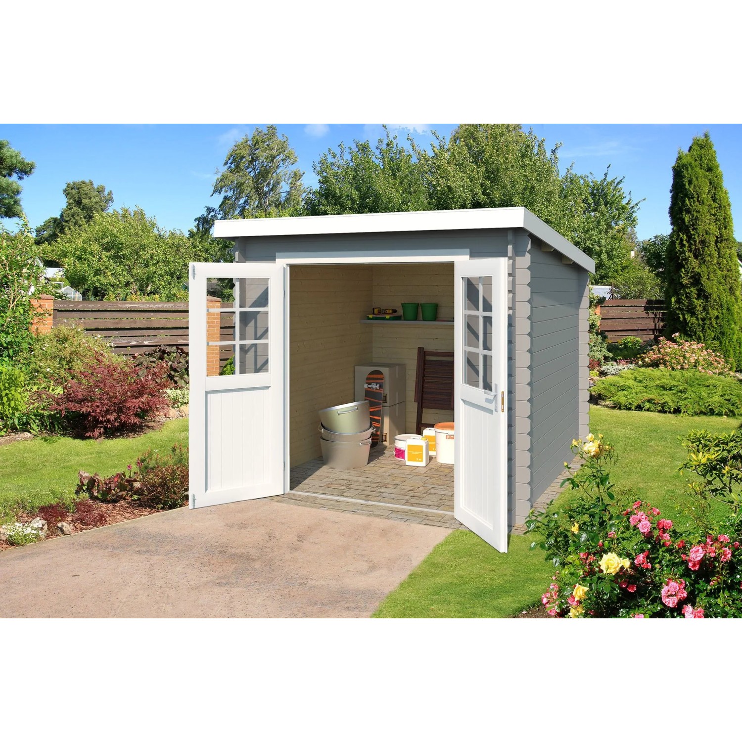 Lasita Gartenhaus Indi 230 Lichtgrau 230 cm x 230 cm