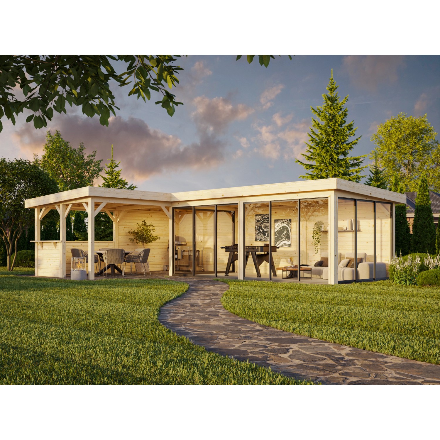 Palmako Pavillon Lenna Set 721 Slide Plus 876 x 588 cm Lackiert Weiß FSC® günstig online kaufen