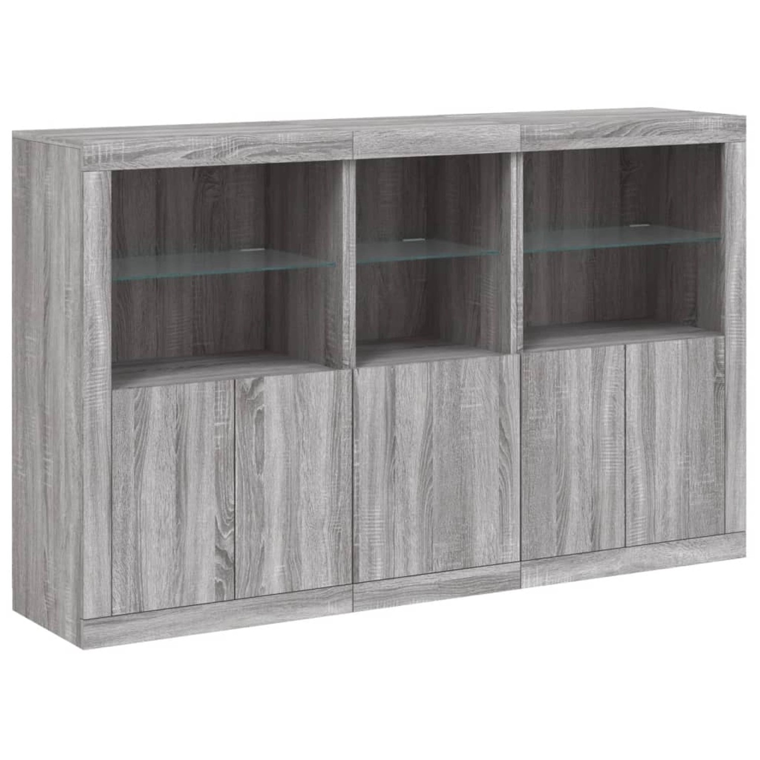 vidaXL Sideboard mit LED-Leuchten Grau Sonoma 162x37x100 cm 3209147 günstig online kaufen