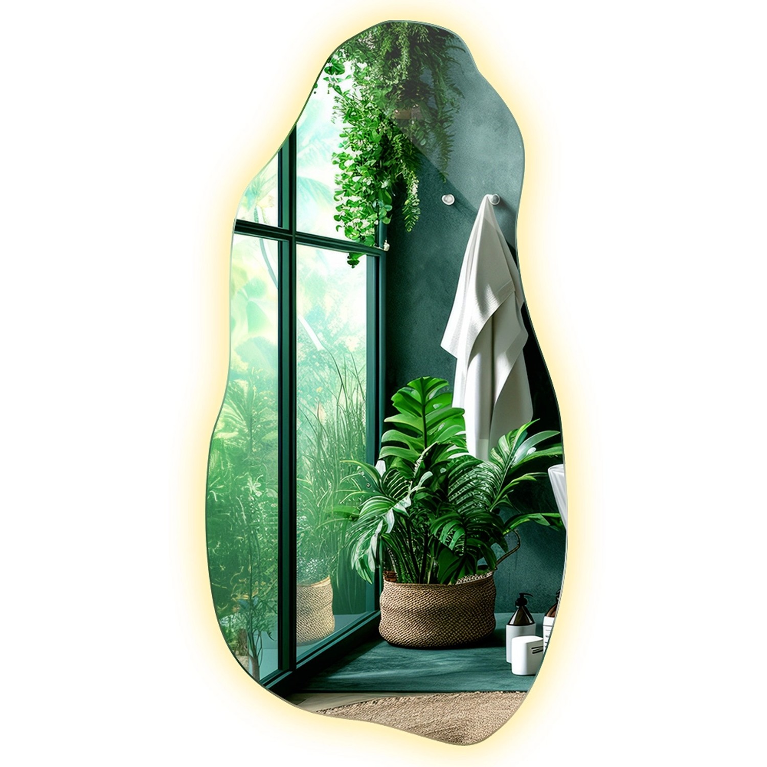 Tulup LED Spiegel LED Spiegel Organisch 40x80 cm Organischer Spiegel Mit Beleuchtung Warmweiß 3000K