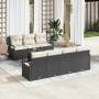 vidaXL Garten-Sofa-Set, 8-teilig, schwarz, Poly Rattan. Gartenmöbel-Set mit Tisch und Kissen.